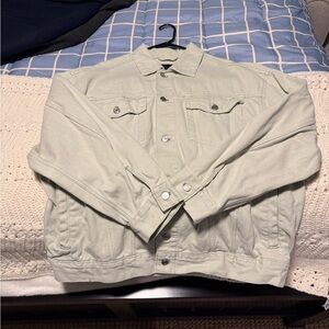 Men's Light Gray/Mint Green Denim Jacket